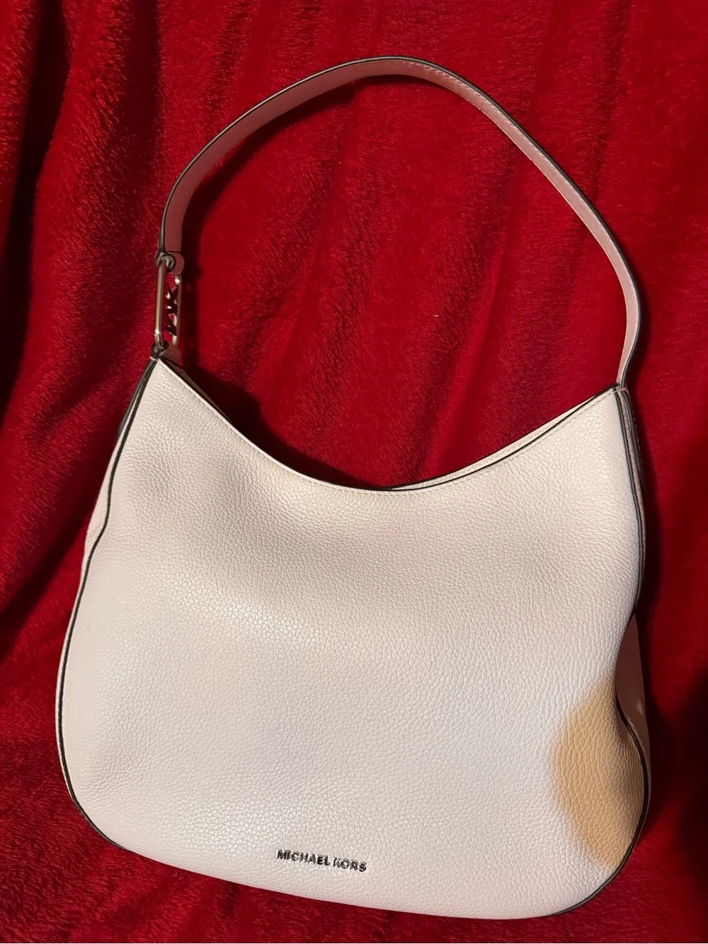 Michael Kors White Pebbled Leather Shoulder Bag